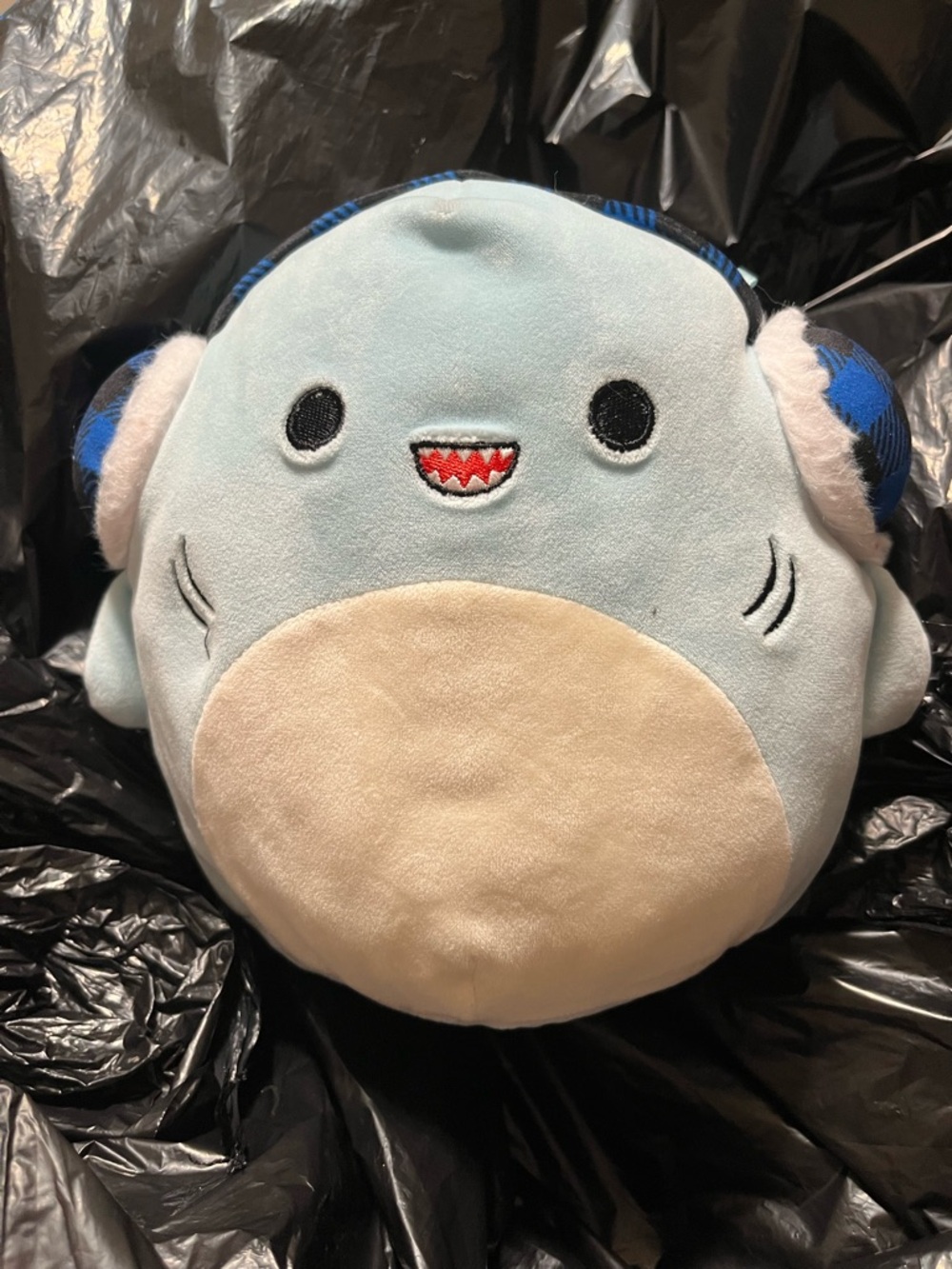 Squishmallows Light Blue Shark Plush with Cream Belly and Blue Headphones